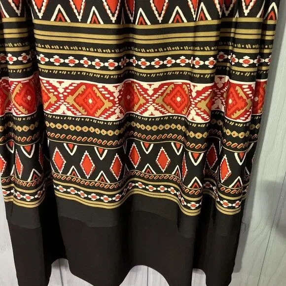 Enfocus Womans Halter Dress Tie Neck Black Red Geometric Pattern Size‎ 16W - Picture 3 of 8